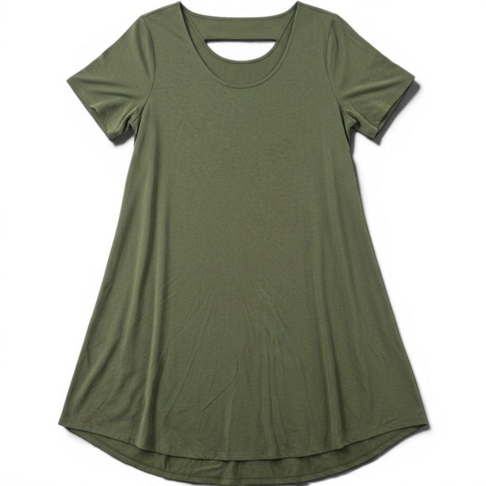 Soft Surroundings Camille T-Shirt‎ Dress Womens XL Green Loden Cutout Back New